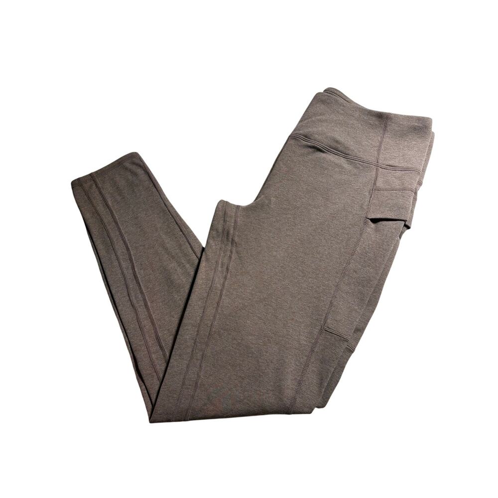 Womens Free Country Ankle Length Athletic Leggings Oatmeal Brown With Pockets XL